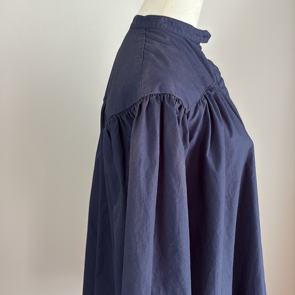 UNIQLO X TOMAS MAIER Cotton Poplin Gathered Long Sleeve Babydoll Dress Navy XS - Picture 9 of 16